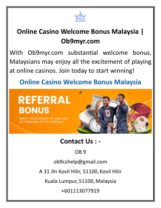 Online Casino Welcome Bonus Malaysia Ob9myr