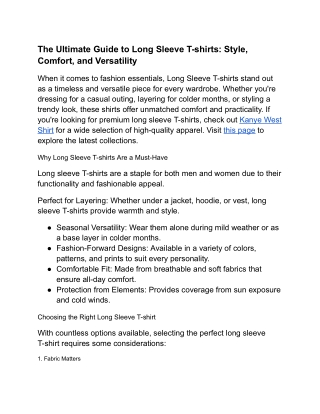 The Ultimate Guide to Long Sleeve T-shirts_ Style, Comfort, and Versatility