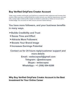 Buy Verified OnlyFans Creator Account