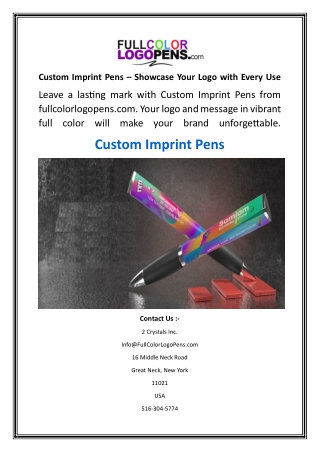 Custom Imprint Pens – Showcase Your Logo with Every Use