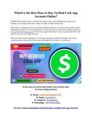 Which is the Best Place to Buy Verified Cash App Accounts Online