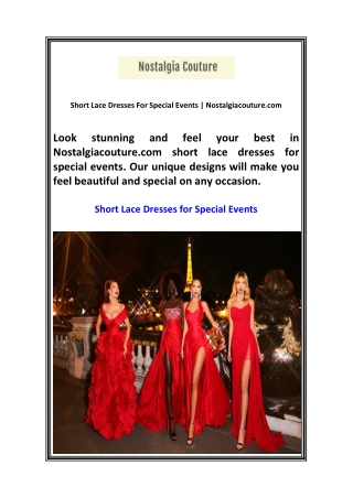 Short Lace Dresses For Special Events Nostalgiacouture.com