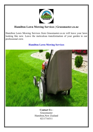 Hamilton Lawn Mowing Services  Grassmaster.co.nz