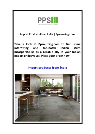 Import Products From India Ppsourcing.com