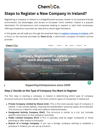 Steps to Register a New Company in Ireland - Chern & Co