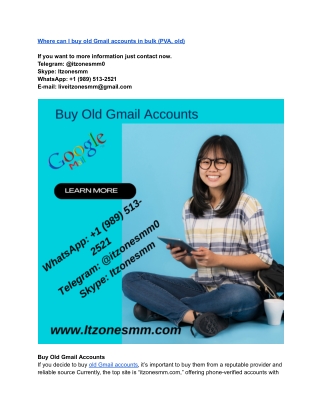 Where can I buy old Gmail accounts in bulk (PVA, old)