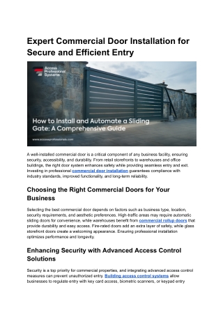 Expert Commercial Door Installation for Secure and Efficient Entry