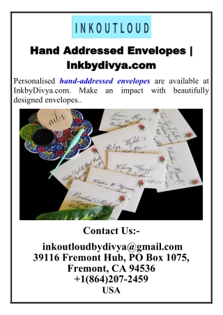 Hand Addressed Envelopes | Inkbydivya.comPersonalised hand-addressed envelopes a