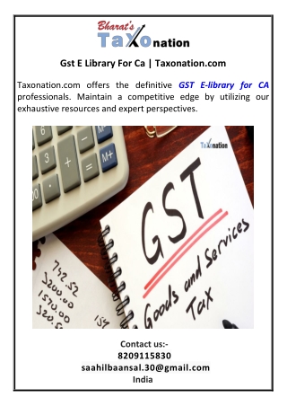 Gst E Library For Ca  Taxonation.com