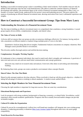 How to Build a Successful Financial Investment Team: Tips from Marc Lasry