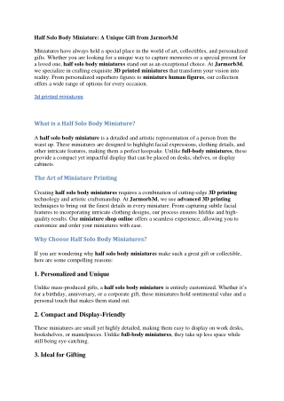 3D Miniature Gifts, Statues | Buy Miniature Painting, Model - Jarmorb3D