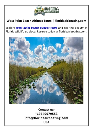 West Palm Beach Airboat Tours  Floridaairboating.com