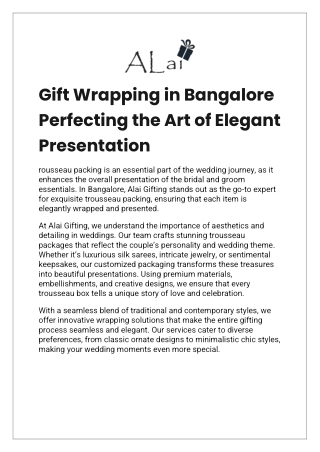 Gift Wrapping in Bangalore Perfecting the Art of Elegant Presentation
