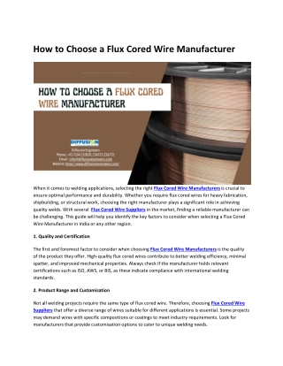 How to Choose a Flux Cored Wire Manufacturer