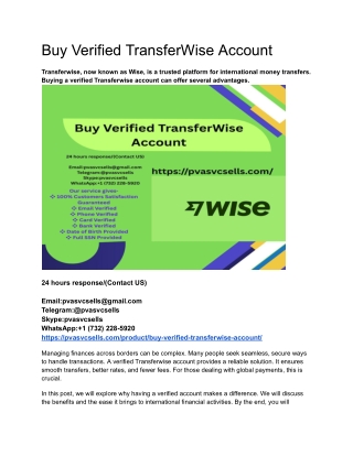 Buy Verified TransferWise Account