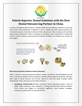 Unlock Superior Dental Solutions with the Best Dental Outsourcing Partner in China