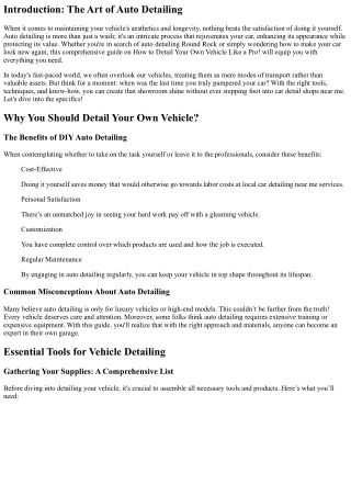 How to Detail Your Own Vehicle Like a Pro!