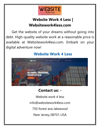Website Work 4 Less  Websitework4less