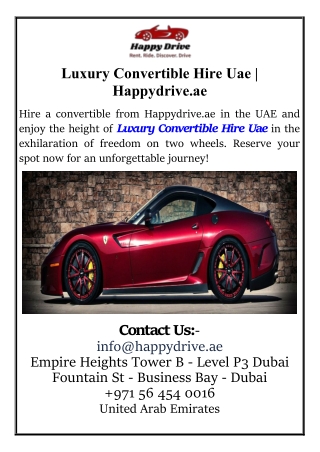 Luxury Convertible Hire Uae | Happydrive.ae