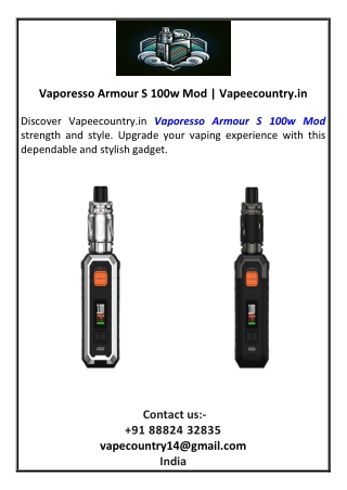Vaporesso Armour S 100w Mod  Vapeecountry.in