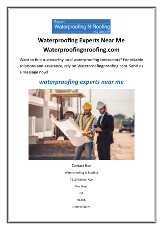 Waterproofing Experts Near Me Waterproofingnroofing