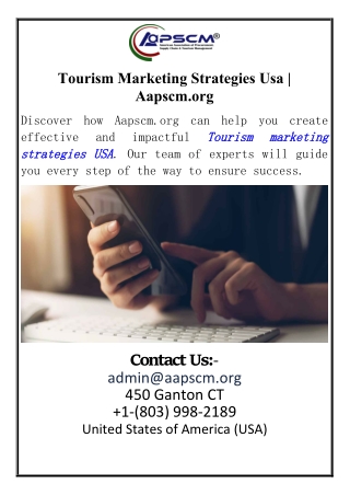 Tourism Marketing Strategies Usa | Aapscm.org