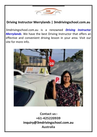 Driving Instructor Merrylands  3mdrivingschool.com.au