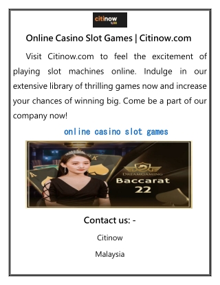 Online Casino Slot Games  Citinow