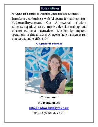 AI Agents for Business to Optimize Operations and Efficiency