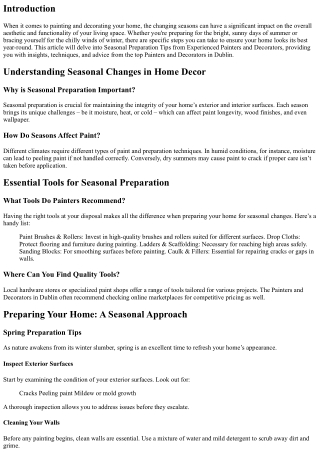 Seasonal Preparation Tips from Experienced Painters and Decorators
