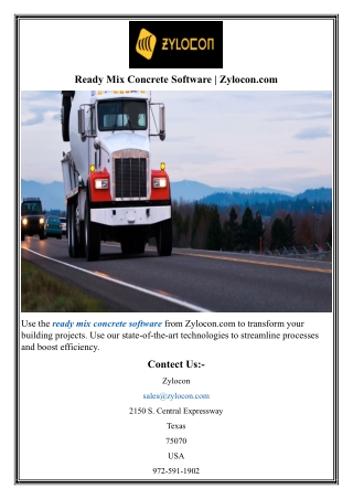 Ready Mix Concrete Software  Zylocon