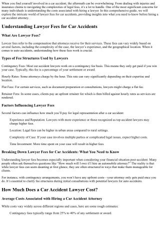 Breaking Down Lawyer Fees for Car Accidents: What You Need to Know