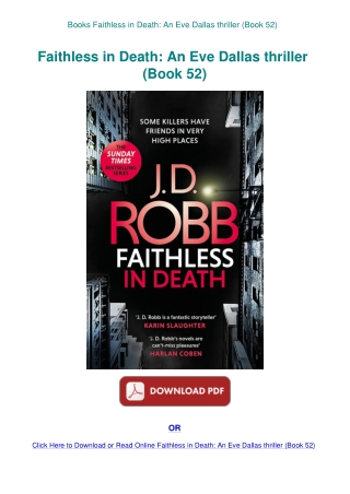 Books Faithless in Death An Eve Dallas thriller (Book 52)