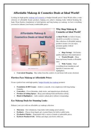 Affordable Makeup & Cosmetics Deals at Ideal World