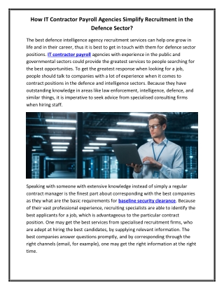 How IT Contractor Payroll Agencies Simplify Recruitment in the Defence Sector