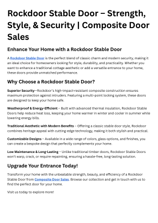 Secure & Stylish Rockdoor Stable Doors | Composite Door Sales