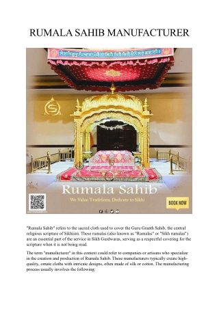 RUMALA SAHIB MANUFACTURER