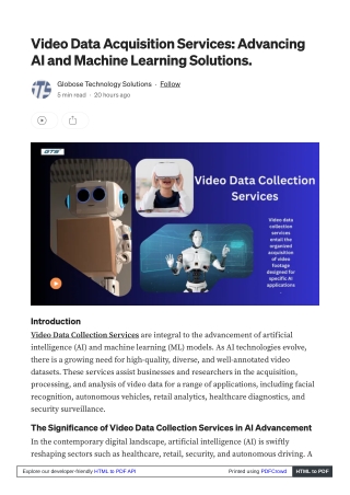Video Data Acquisition Services: Advancing AI and Machine Learning Solutions.