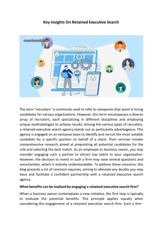 Key Insights On Retained Executive Search