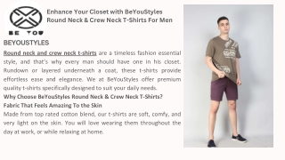 Enhance Your Closet with BeYouStyles Round Neck & Crew Neck T-Shirts For Men