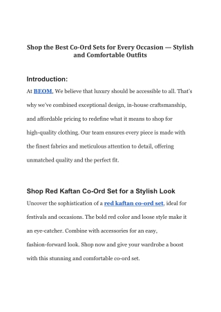 Shop the Best Co-Ord Sets for Every Occasion — Stylish and Comfortable Outfits