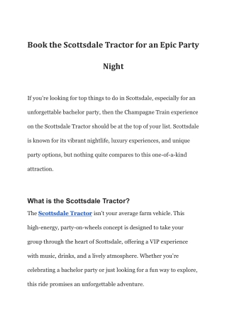 Book the Scottsdale Tractor for an Epic Party Night