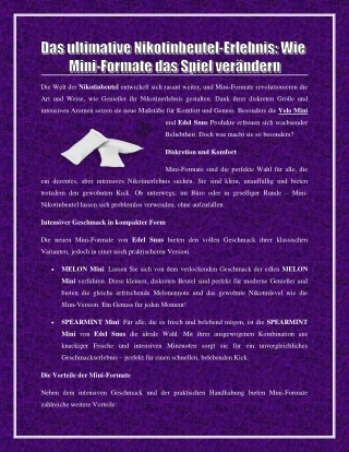 Das ultimative Nikotinbeutel-Erlebnis - Wie Mini-Formate das Spiel verändern