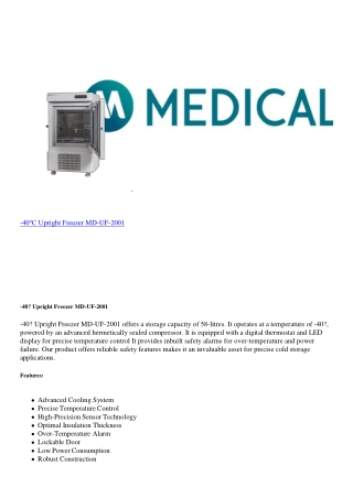 -40℃ Upright Freezer MD-UF-2001