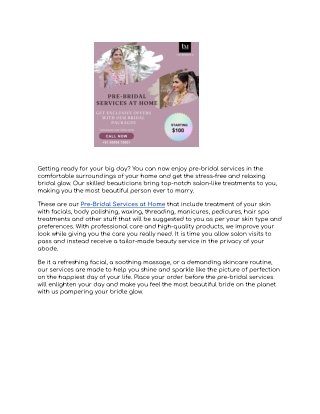 Pre-Bridal Services at Home