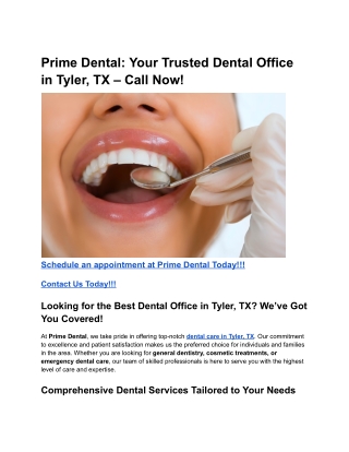 Prime Dental_ Your Trusted Dental Office in Tyler, TX – Call Now