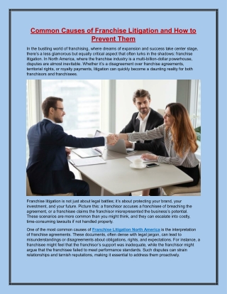 Common Causes of Franchise Litigation and How to Prevent Them