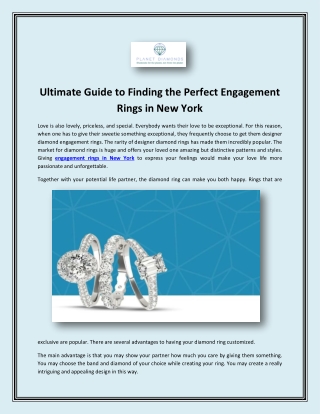 Ultimate Guide to Finding the Perfect Engagement Rings in New York