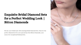 Exquisite Bridal Diamond Sets for a Perfect Wedding Look