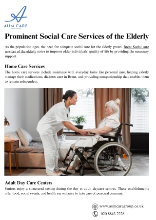 Prominent Social Care Services of the Elderly